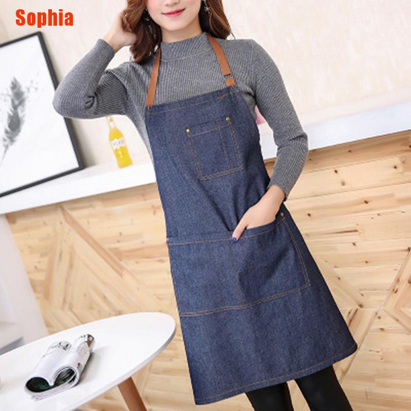 [Sophia] Adults Denim Blue Cooking Kitchen Restaurant Work Bib Apron ...