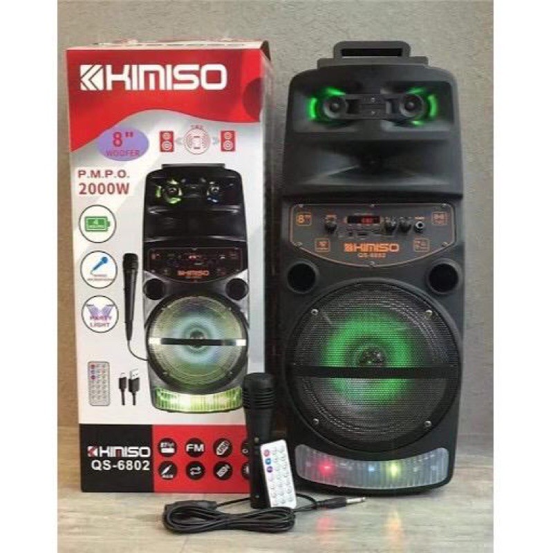 KIMISO QS-6802 8 Inch LED Portable Super Bass Speaker Bluetooth/USB/TF ...