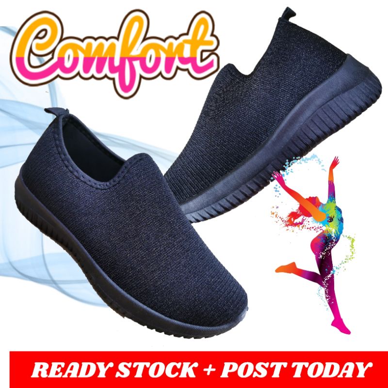 Kasut Sarung Hitam Wanita Ladies Sneakers Canvas Black Shoe Shopee