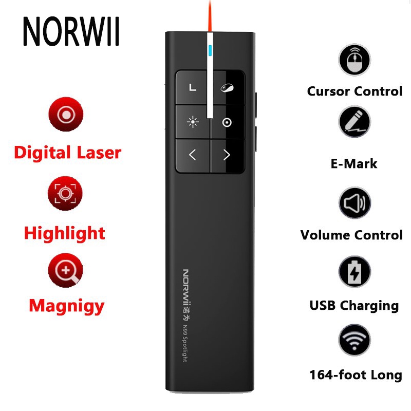 Norwii N99 Spotlight Wireless Presenter Wireless Air Mouse Presenter ...