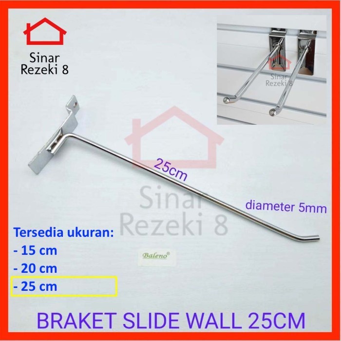 GANTUNGAN 25cm Slide Wall Bracket/Quality Slat Wall Hanger Display Hook