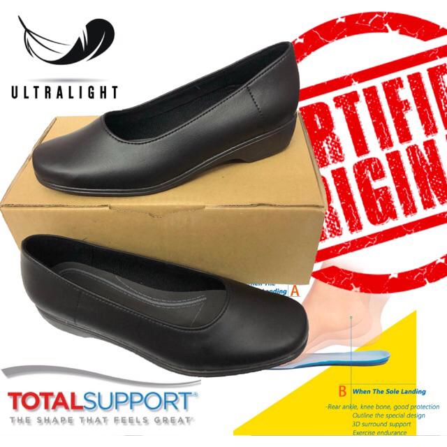 Kasut Sarung Formal Wanita Ladies Pu Leather Official Black Shoes