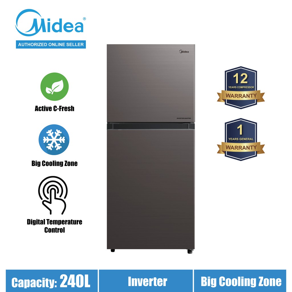 Midea 4 Star Rating 2 Door Inverter Refrigerator (Gross 240L ...