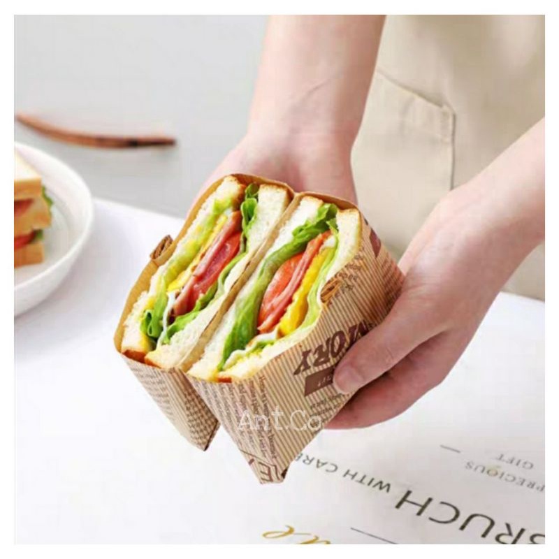 Sjenert 50Pcs/Set Sandwich Wrapping Paper, Vintage Newspaper Toast Baking Bread Food Wrapping Parchment Paper Grease Resistance Papers Home Kitchen