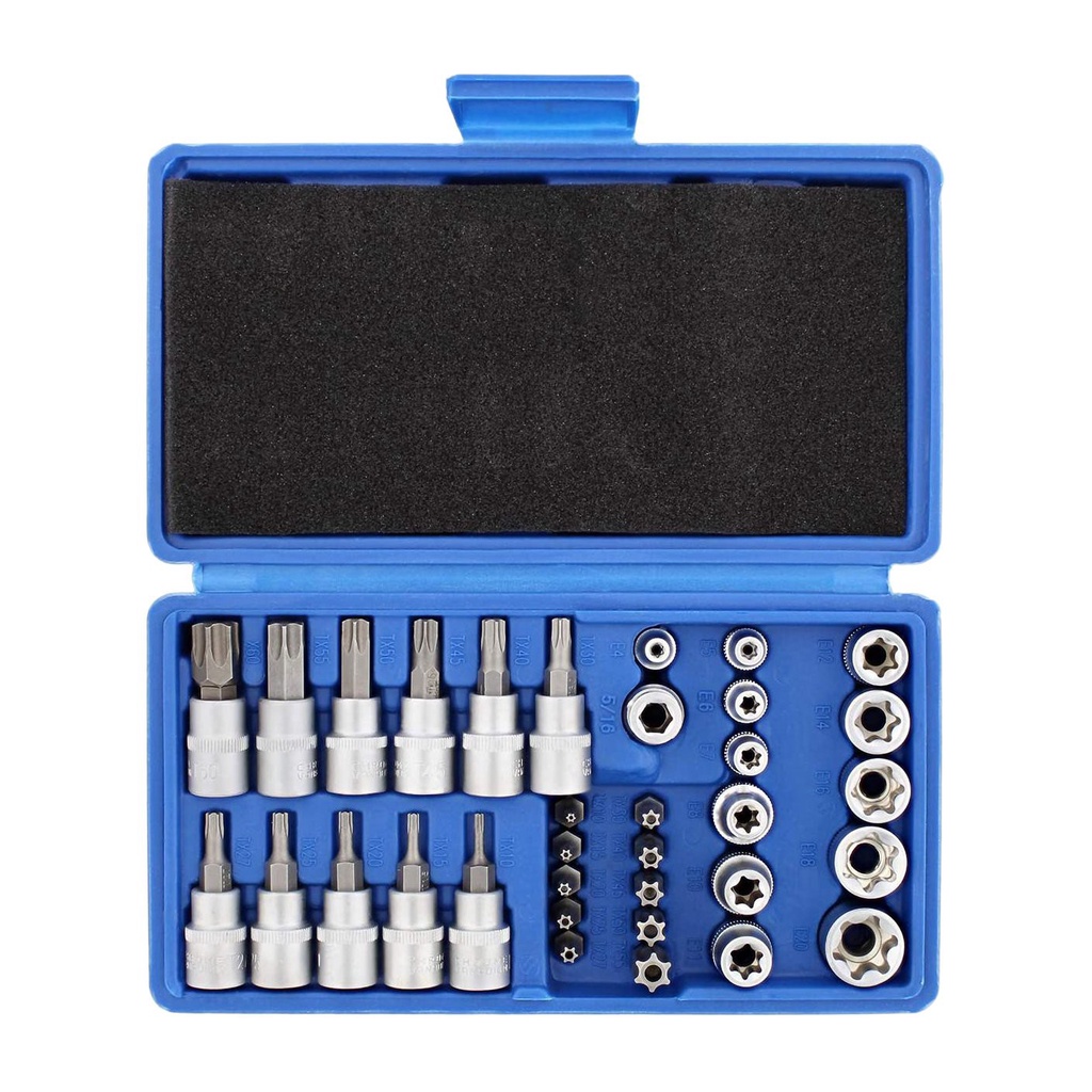 34Pcs Torx Socket Set Triple Square Socket Set Torx Bit Socket Set Star