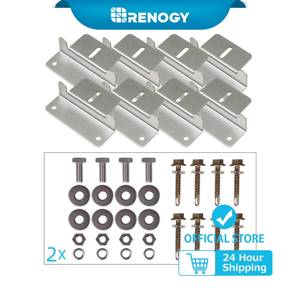 RENOGY Solar Panel Mounting Z Brackets 2 Sets Lightweight Aluminum ...