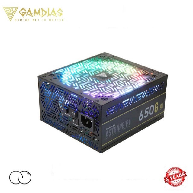 GAMDIAS ASTRAPE P1 650w 80+ GOLD FULLY MODULAR RGB POWER SUPPLY