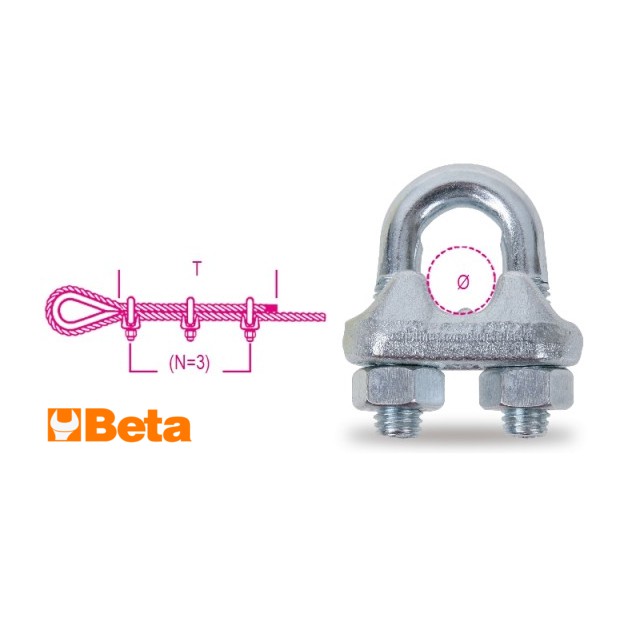Beta Tools 8016 Wire rope clips, hot forged steel body, galvanized ...