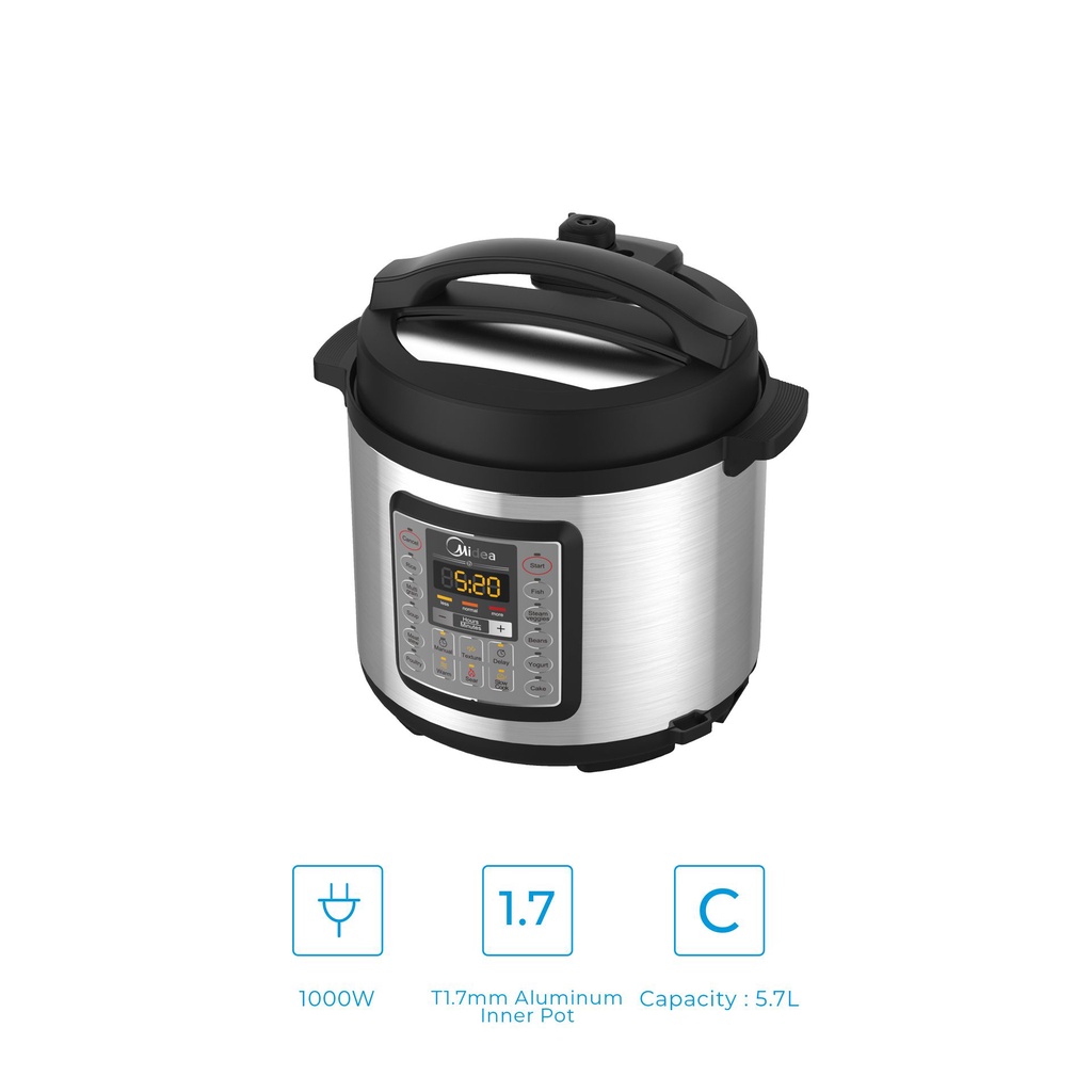 Midea 5.7L Pressure Cooker With Dual Inner Pots MY-D6007SS2 | Shopee ...