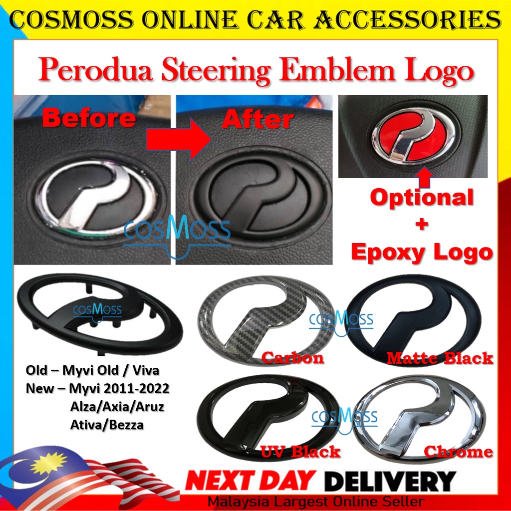 Perodua Steering Logo Emblem Epoxy Sticker Alza axia aruz ativa bezza ...