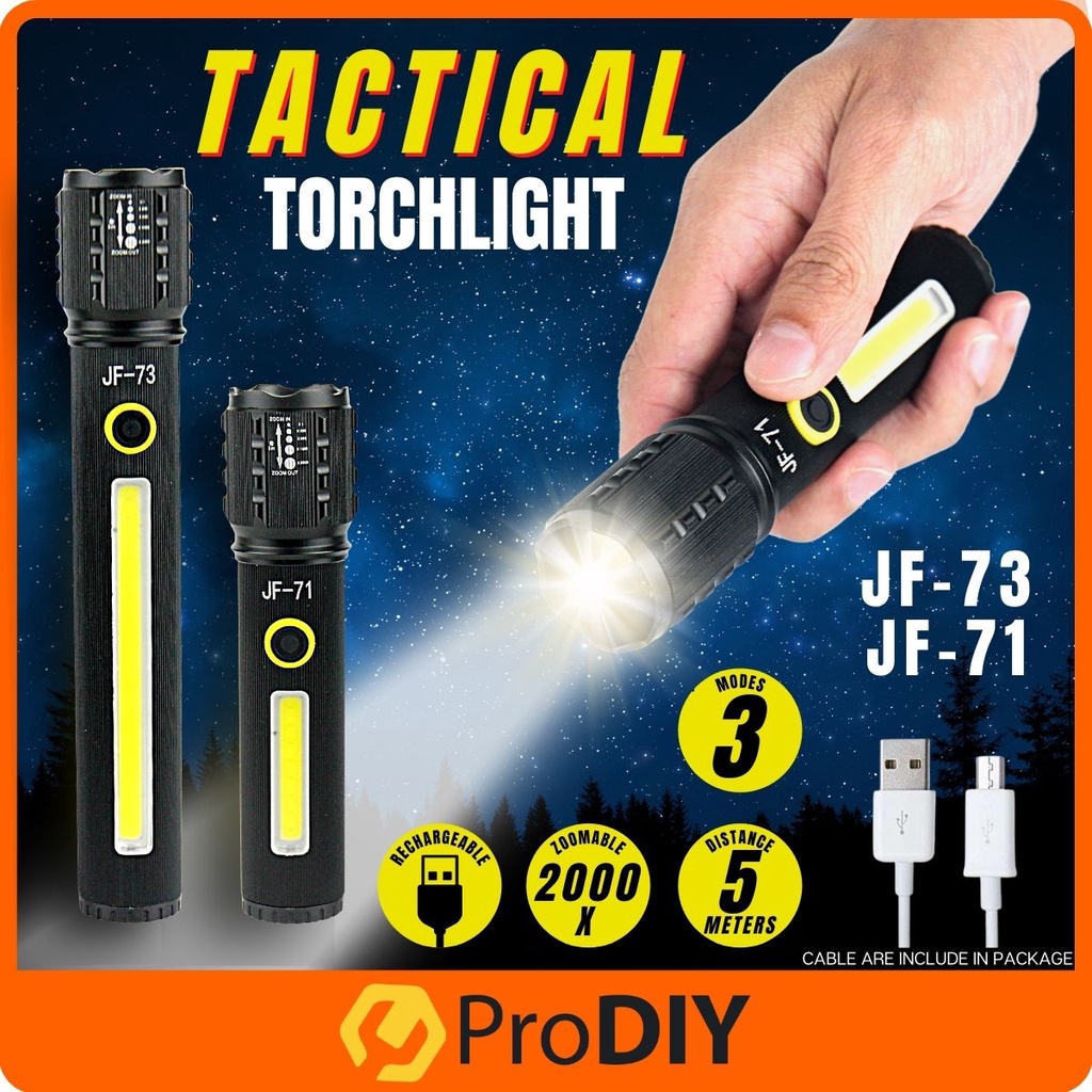 High Quality Rechargeable Torch Light Zoomable Tactical Flashlight