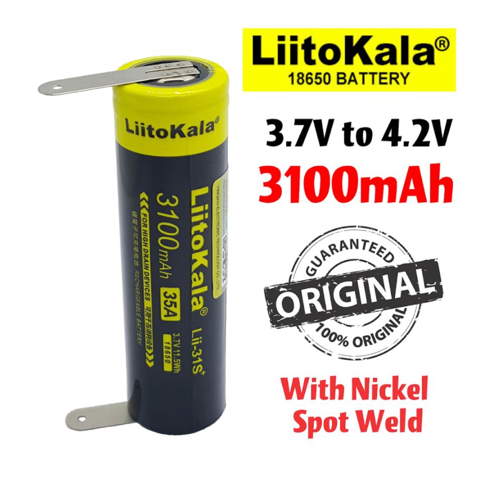 18650 Battery Custom DIY Lithium Li Ion 3100mAh Lii 35S 35A Hi Drain ...