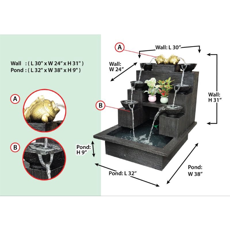 Water fountain(fiber waterfall) | Shopee Malaysia
