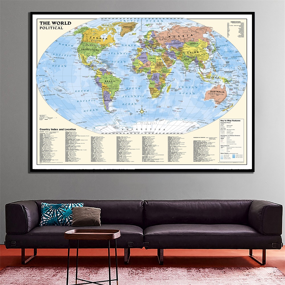 World Map -Kids Education Map Large Poster Prints Wall Art Background ...