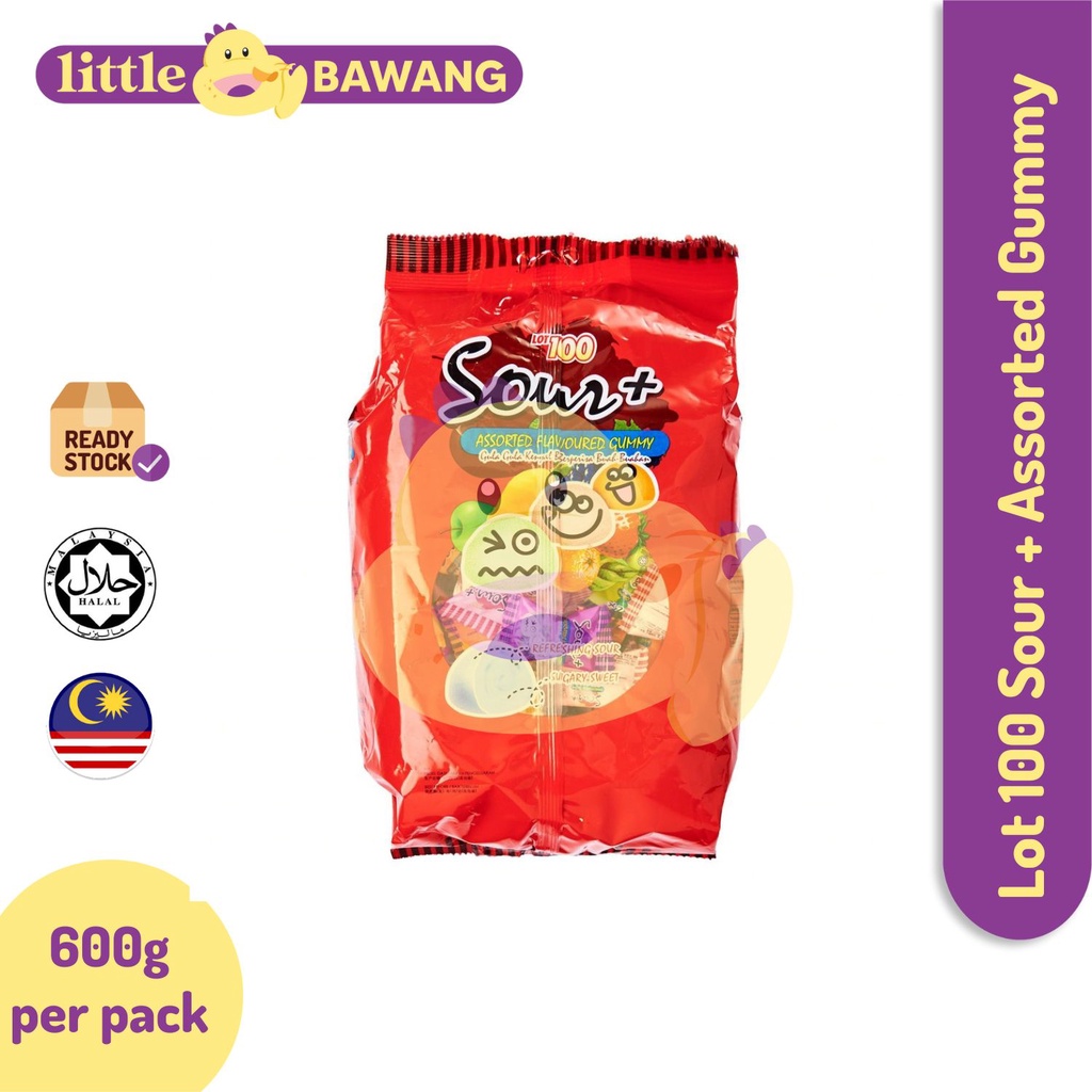 Lot 100 Sour+ Assorted Flavoured Gummy 600g | Shopee Malaysia