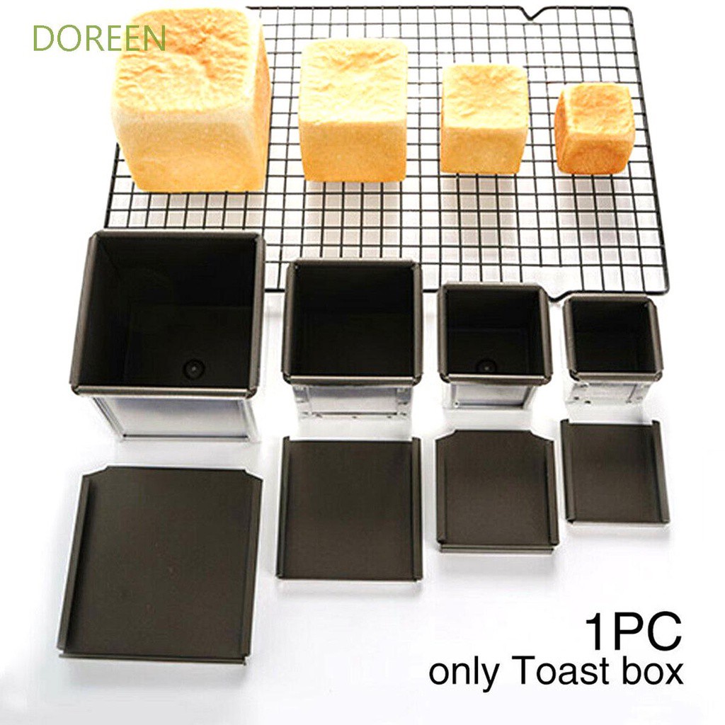 DOREEN Square Toast Box Mini With Lid Bread Mold Non Stick Aluminized ...