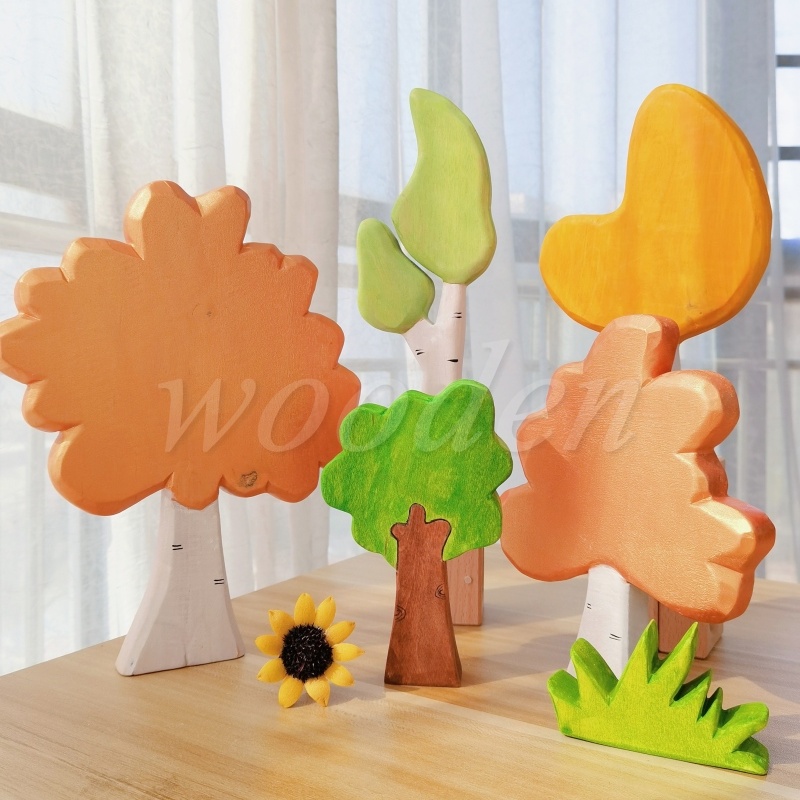 Handmade Wooden Forest Tree Rainbow Building Blocks Toys for Children ...