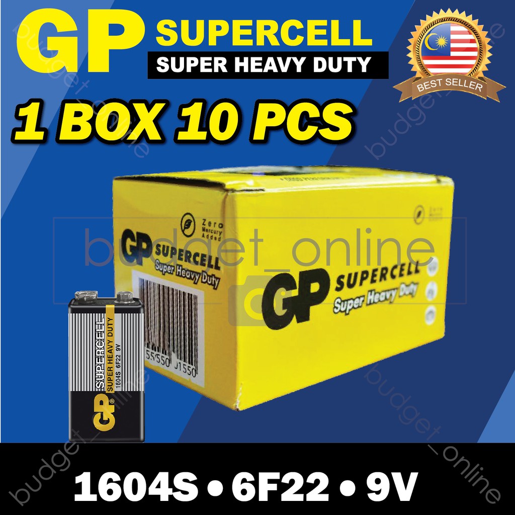 GP SUPERCELL Super Heavy Duty 1604S 6F22 9V Battery Batteries 1BOX ...