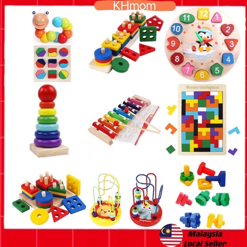 [Clearance]Wooden Montessor Toy Kid Early Learning Toy toys Building ...