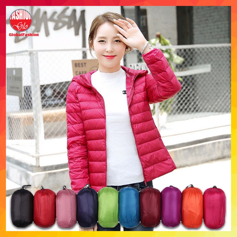 Water Proof Women Hooded Light Weight Feather Down Autumn Jacket Baju Sejuk Jaket Wanita 12 Colors Hoodie Global Fashion