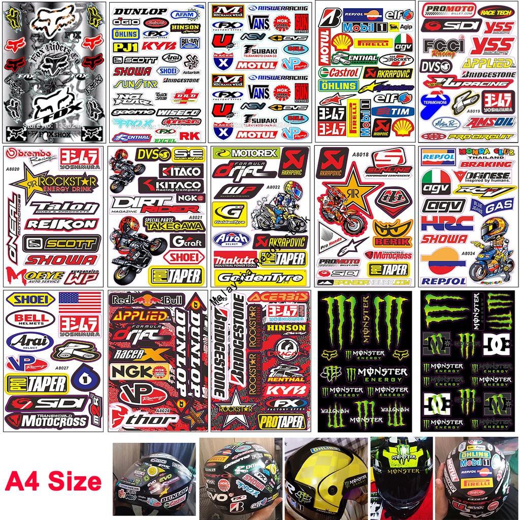 Racing Car Motorcycle Monster Energy Stickers Helmet Decals For