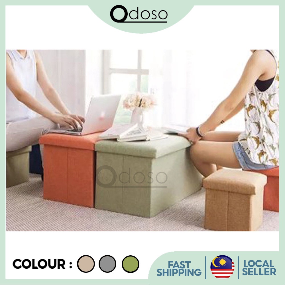 Odoso Stool Storage Box Foldable Storage Ottoman Fabric Foot Stool Seat ...