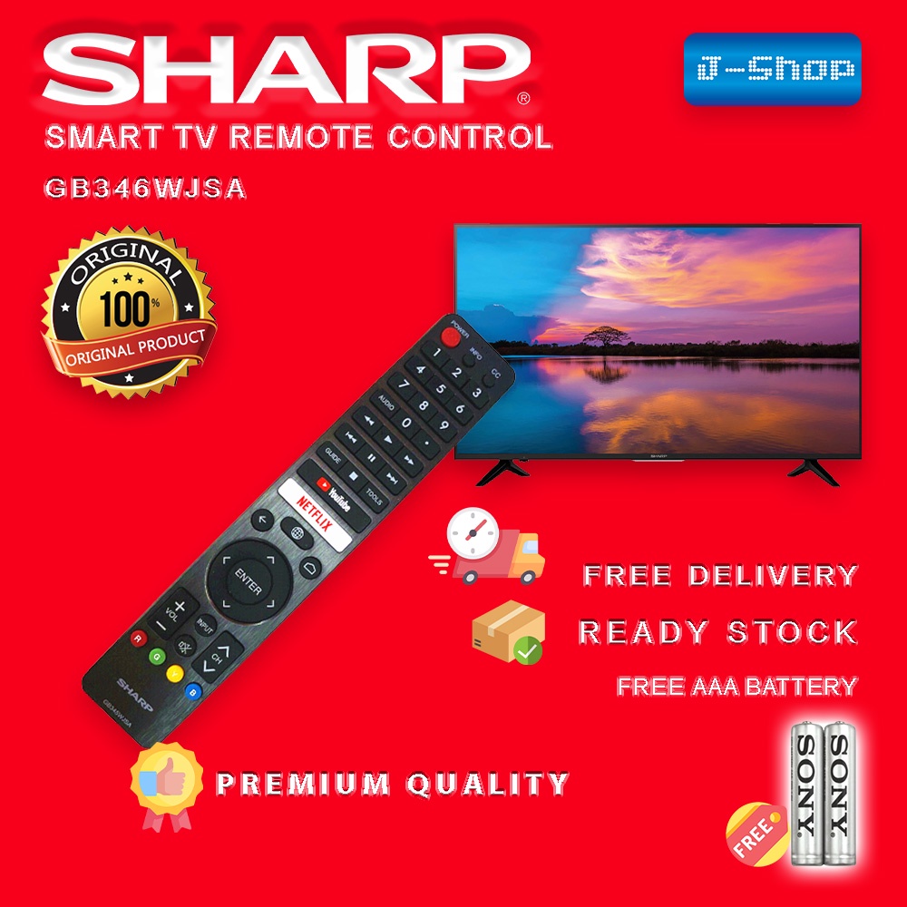 New Genuine GB326WJSA For Sharp Netflix Voice LCD TV Remote Control 4T-C50BJ3T e