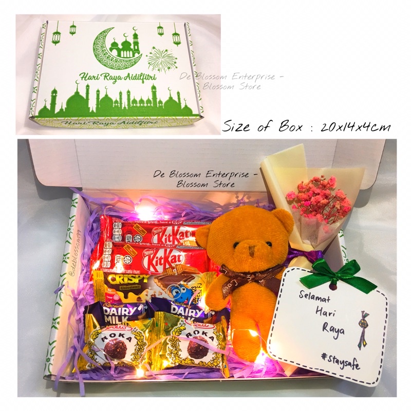 Raya Gift Box Selamat Hari Raya Chocolate Bear Mini Bouquet Birthday ...