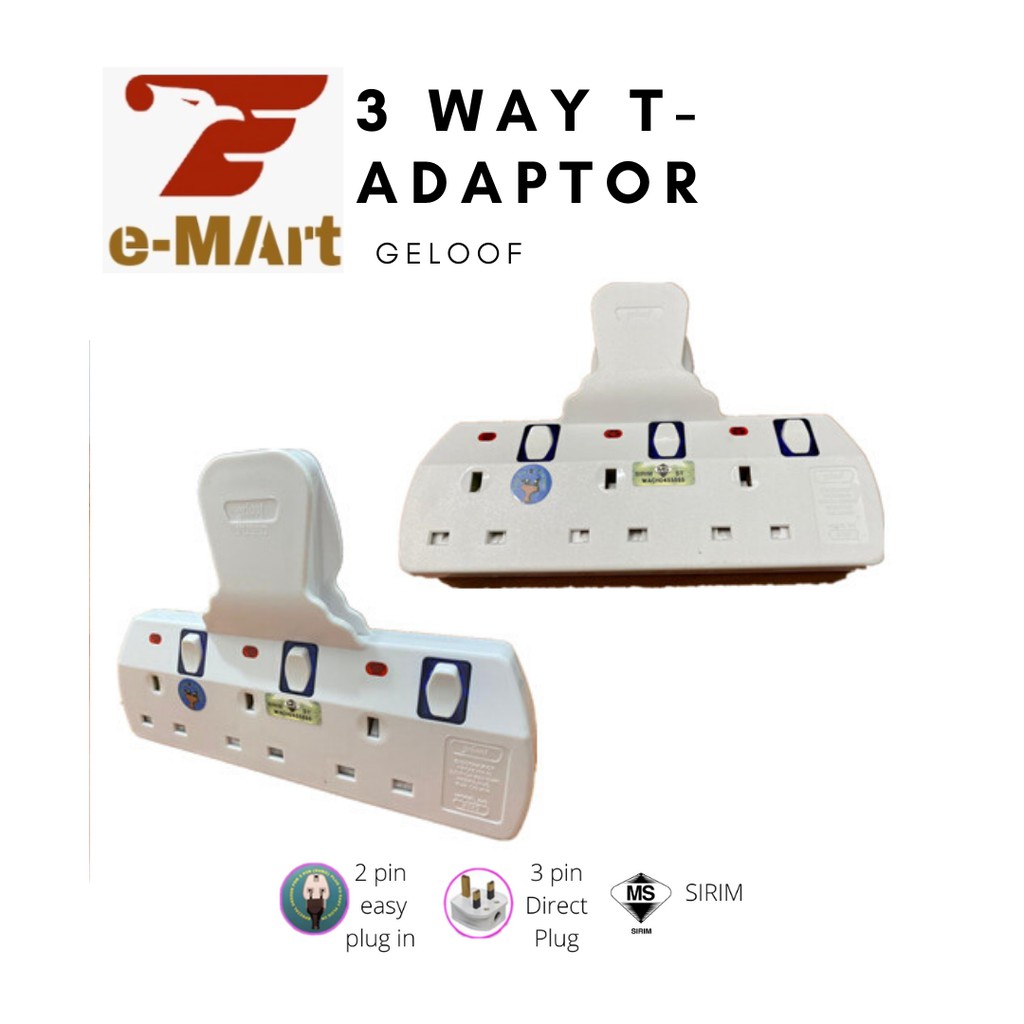 💥3 Way T-Adaptor (3 Gang ) 💥 [ READY STOCK 现货] | Shopee Malaysia