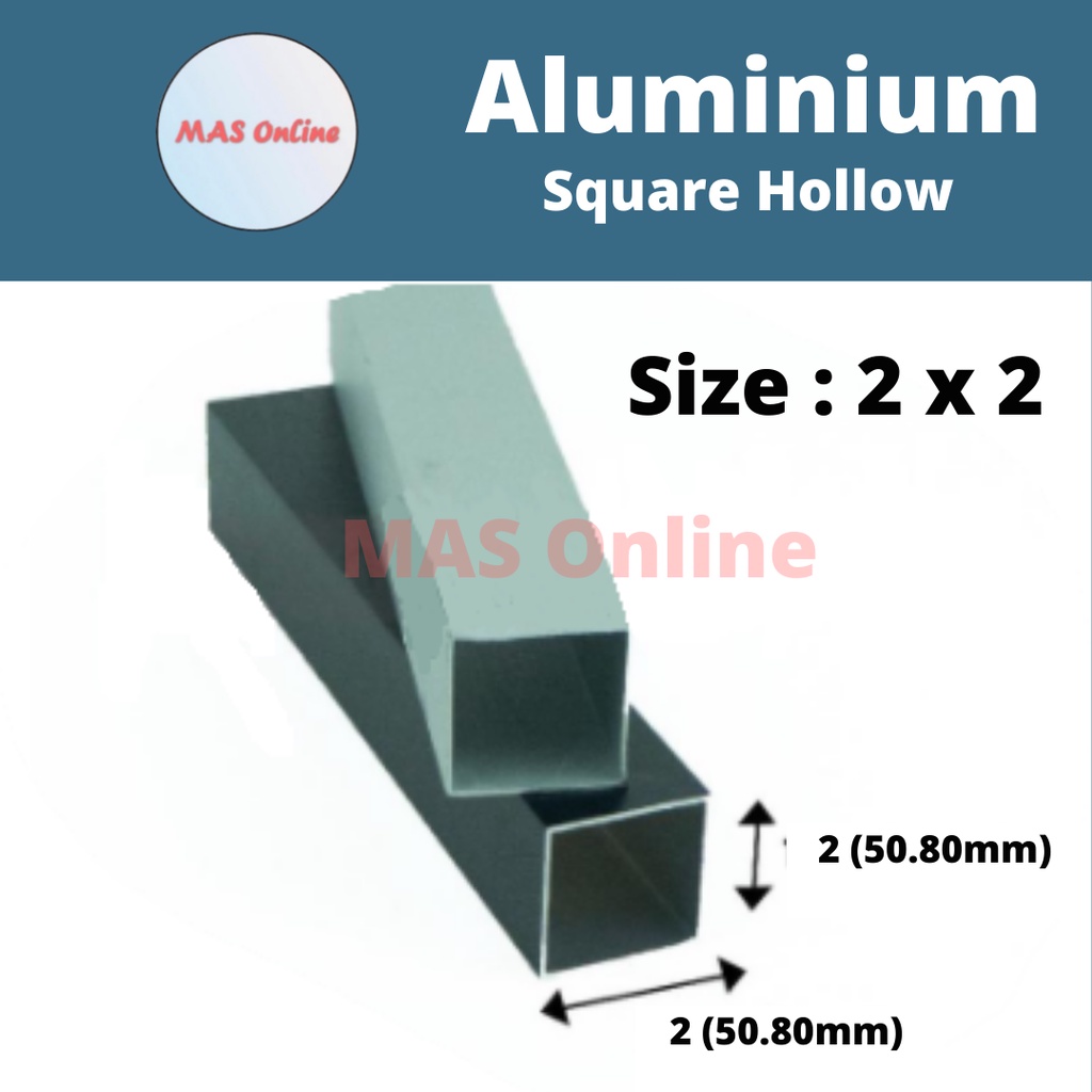 2 x 2 Aluminium Hollow Square Hollow Bar / Bar Berongga Aluminium Bar ...