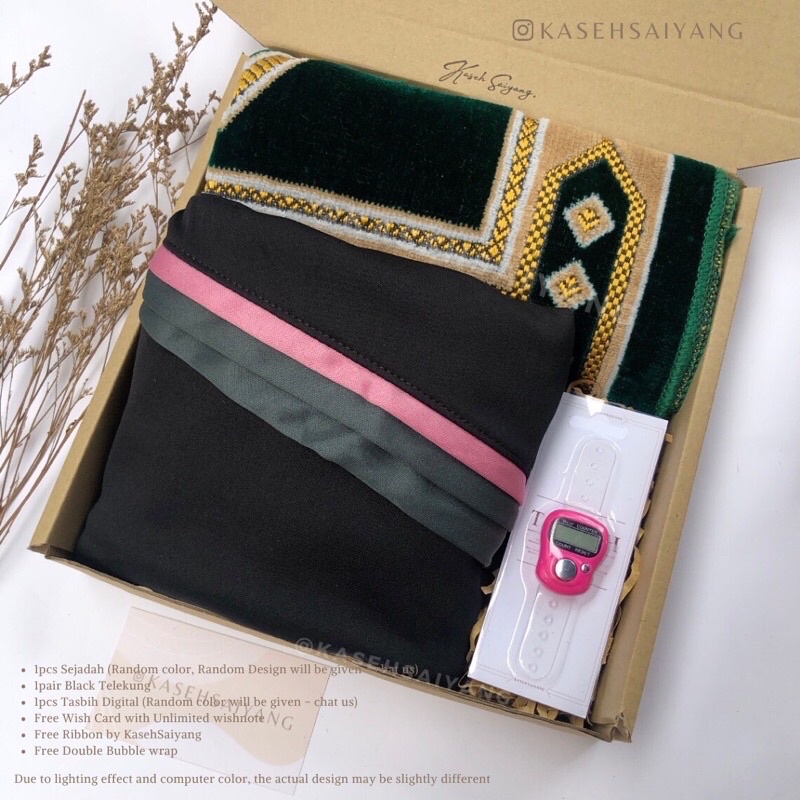 🔥Ship 24h🔥Giftbox Kain Pelikat Sejadah Tasbih Telekung Muslim Murah ...