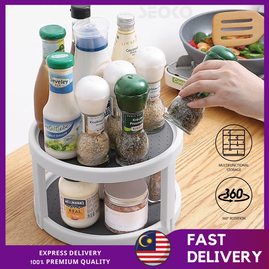 Kitchen Rotating Storage Tray Organizer Rack Condiment Storage Round ...