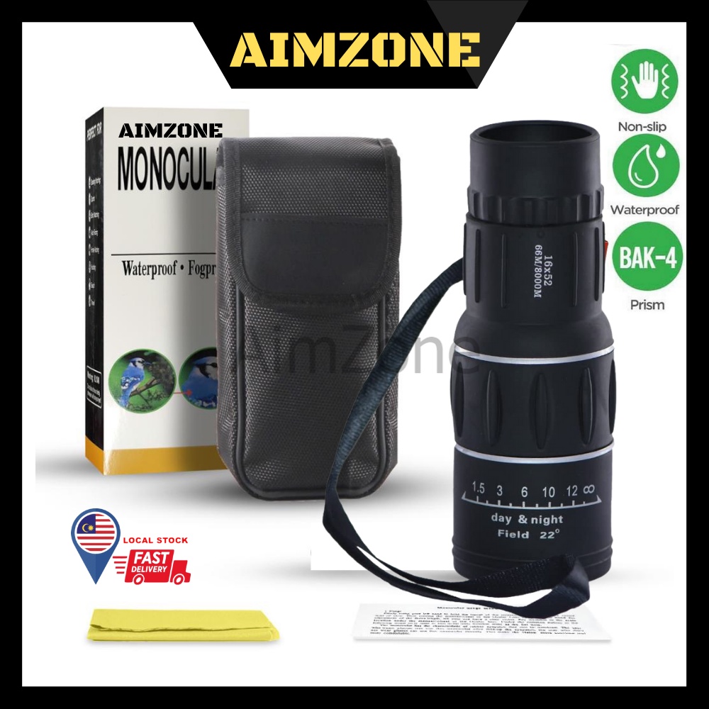 AimZone 16X Zoom Monocular Telescope Waterproof Fogproof HD Dual Focus