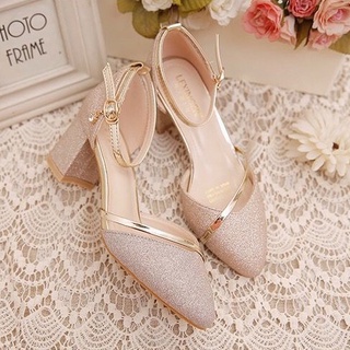 [with box] Kasut Kahwin French Women Bridesmaid Wedding Block Heels ...