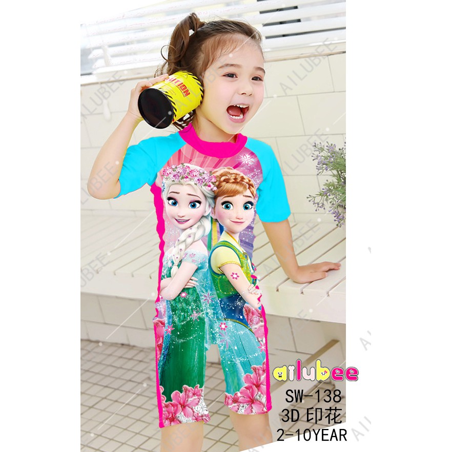 🔥READYSTOCK🔥 SW138 FROZEN ELSA SWIMMING KIDS BAJU MANDI SWIMWEAR 2Y 3Y ...