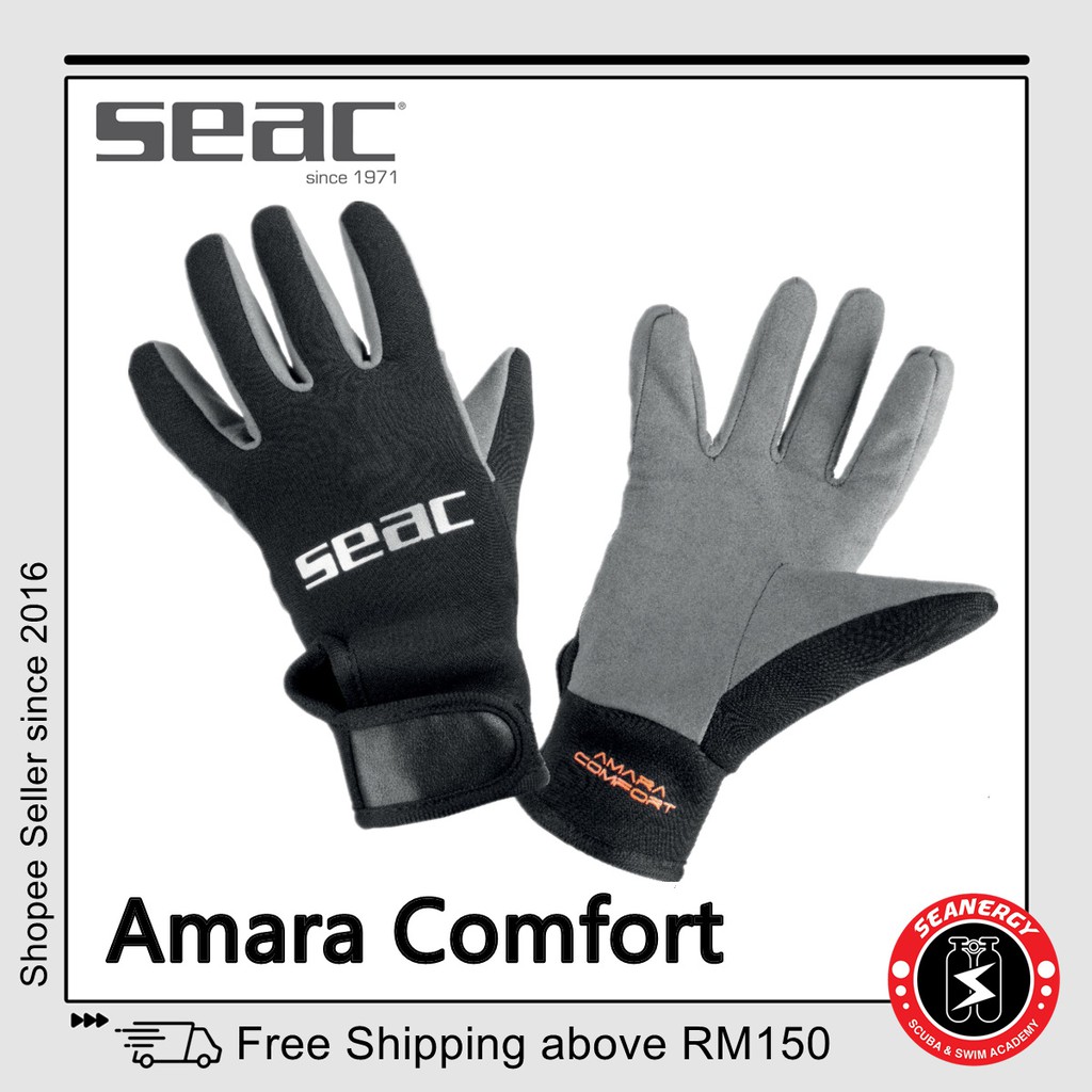 SEAC Amara Comfort Tauchhandschuhe 1,5mm | Neopren-Handschuhe Mit Klettverschluss Für Tauchen & Schnorcheln