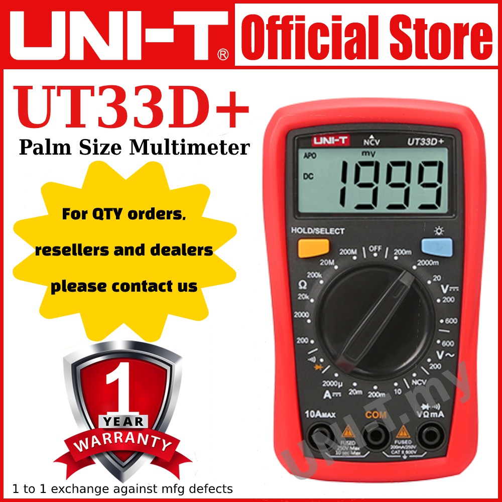 UNI-T UT33D+ UT33A+ UT33B+ UT33C+ Palm Size Multimeter | Shopee Malaysia