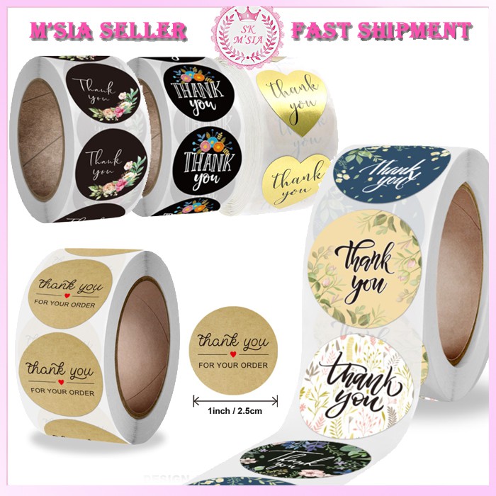 500pcs Stickers Thank You Note Stickers 25mm Width | Shopee Malaysia