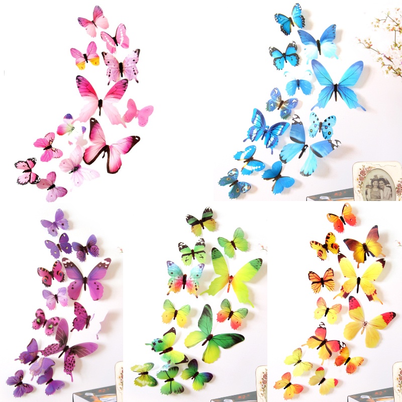 12pcs/set of Shiny Butterfly Cake Decorating Large Medium Small ...