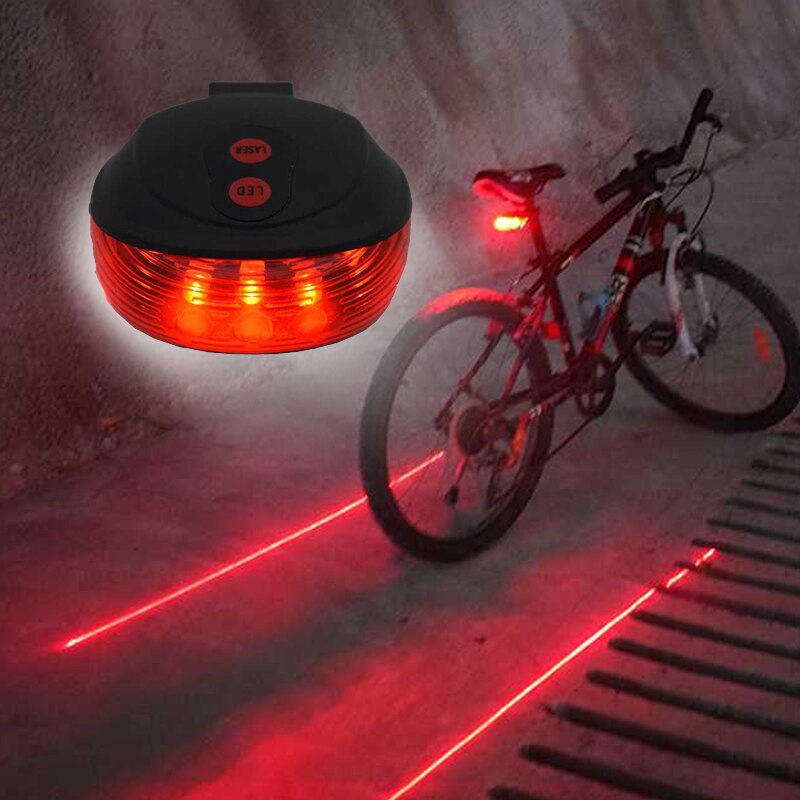 Bicycle LED Taillight Safety Warning Light 5 LED+2 Laser Night Mountain ...