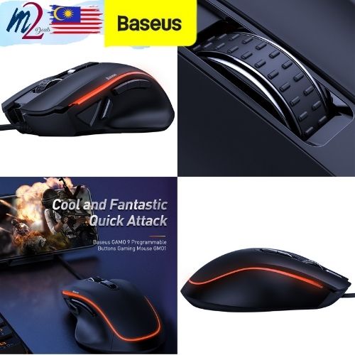 Baseus GAMO 9 Programmable Buttons Gaming Mouse - Black | Shopee Malaysia