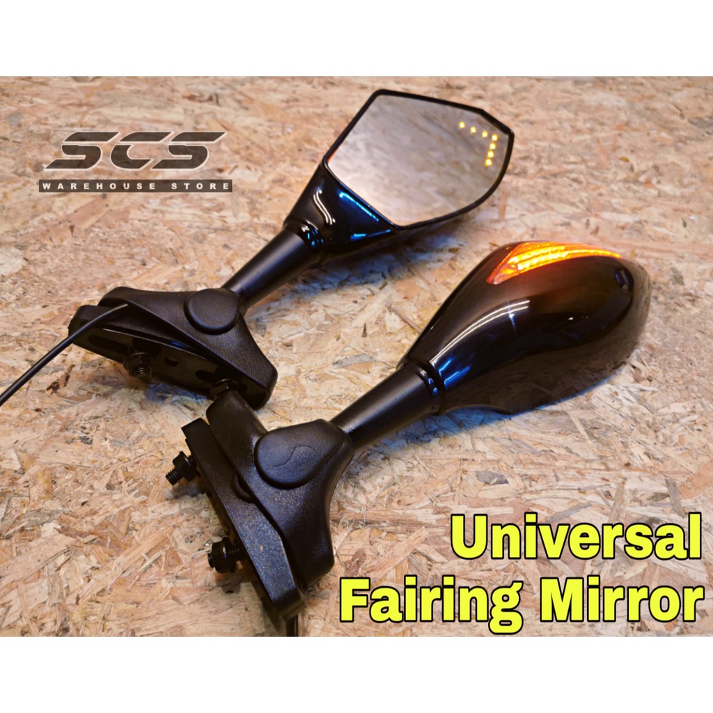 Side Mirror Fairing LED SIGNAL Universal Cermin R15 R25 KR150 Ninja250 ...