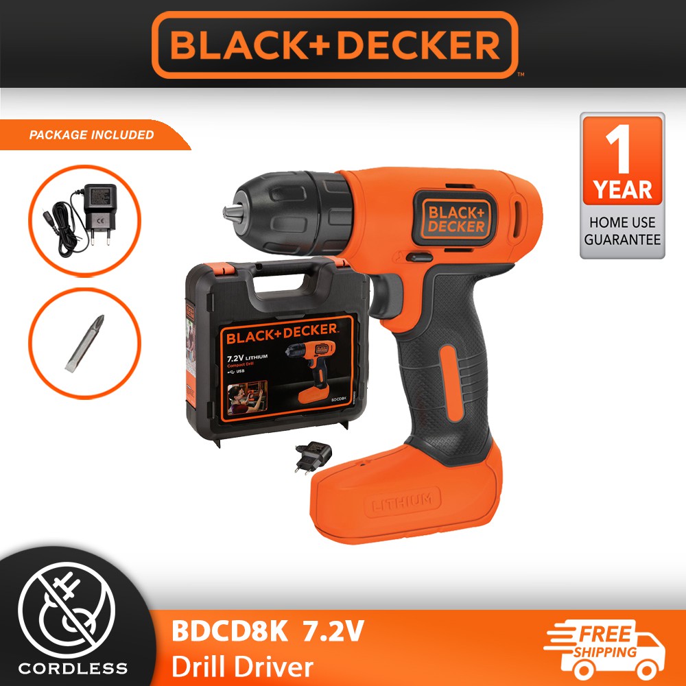 BLACK + DECKER BDCD8K 7.2V Cordless Drill Driver Micro USB