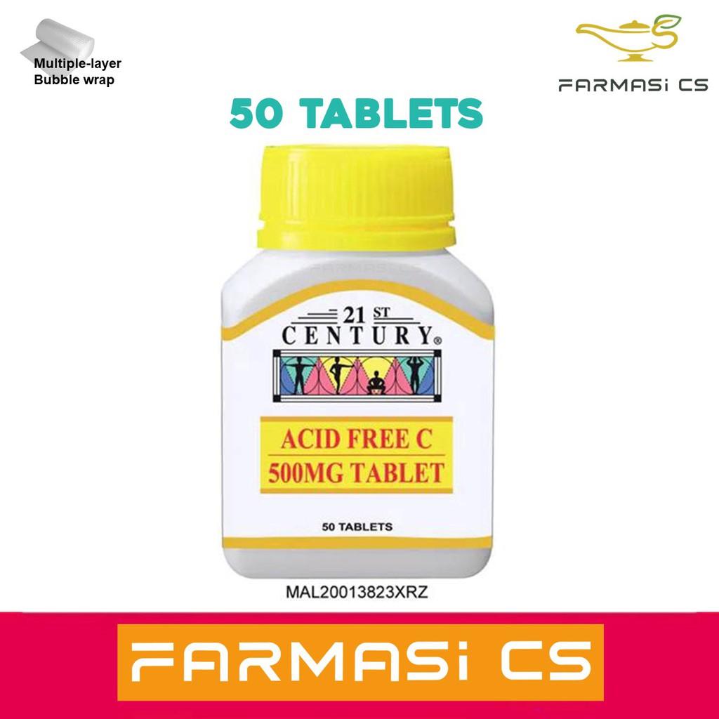 21st Century Acid Free C 500mg 50 tablets EXP:12/2025 [ Vitamin C ...