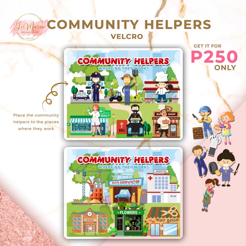 COMMUNITY HELPERS JOBS- Laminated Velcro Busy Books Interactive ...