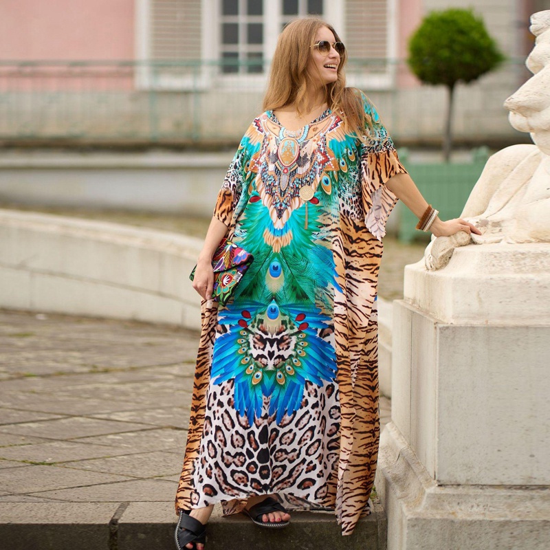 Circle Tie Dye PlusSize Dress Colorful Hippie Stylish Chic Long Tube Rayon Nighty Resortwear Hawaii Vacation Kaftan Mexican Robe Shopee Malaysia