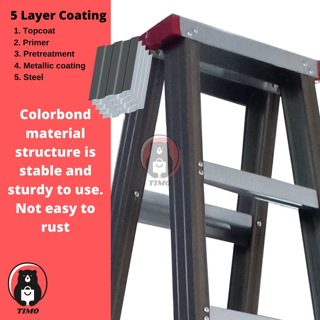 TINGCO Double Sided Ladder 4 Step to 8 Step Ladder Static Load 100kg ...