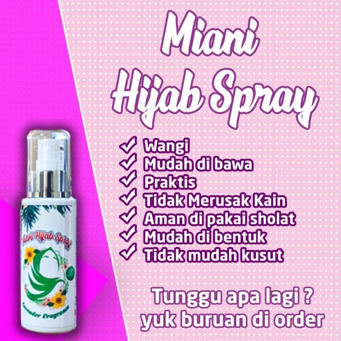Miani Hijab Spray Upright Hijab Paripurna, Fragrance, Free Bacteria 100 ...