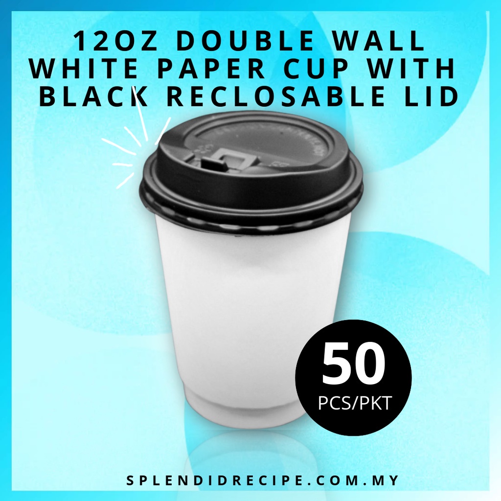 12oz Double Wall White Paper Cup With Reclosable Lid ( 50 pcs) | Shopee ...