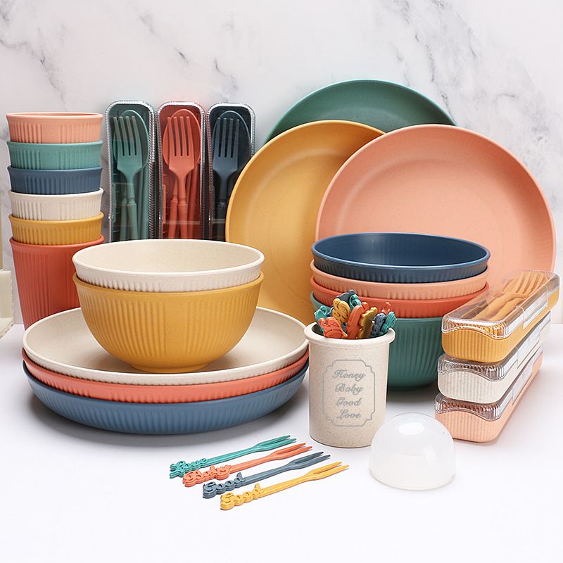 Set Pinggan Mangkuk Murah / Wheat Straw Tableware Set Murah | Shopee ...